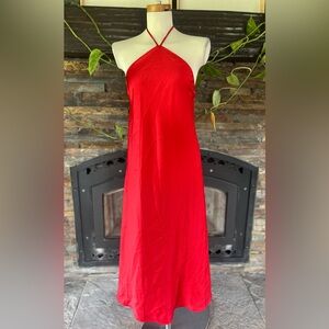 Lucy Paris Res Satiny Halter Slip Midi Dress Large